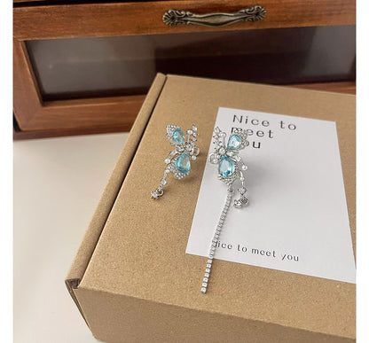 Earring Alloy Asymmetrical Gemstone Butterfly Faux Cuff