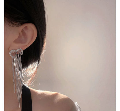 Heart Earring Fringed Alloy