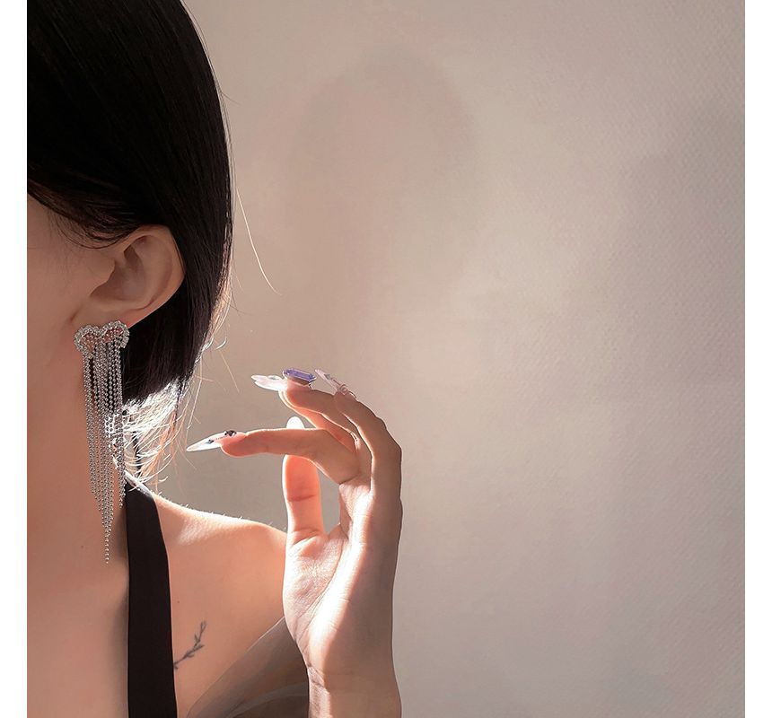 Heart Earring Fringed Alloy