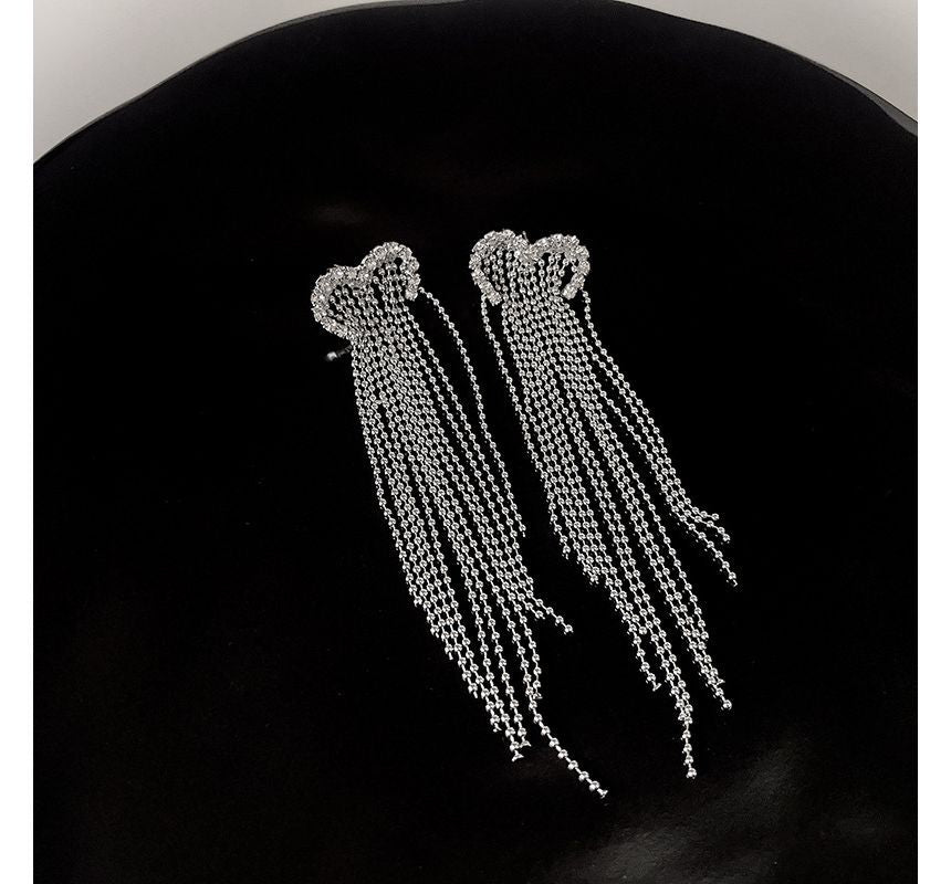 Heart Earring Fringed Alloy