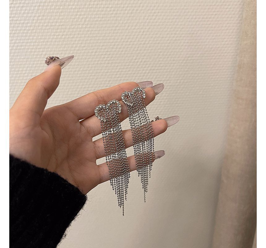 Heart Earring Fringed Alloy
