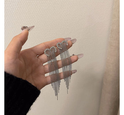 Heart Earring Fringed Alloy