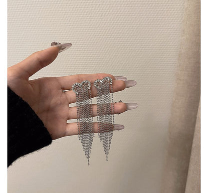 Heart Earring Fringed Alloy