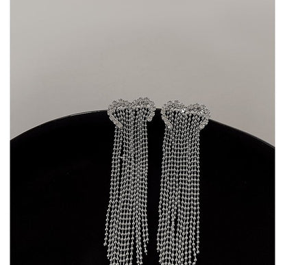 Heart Earring Fringed Alloy