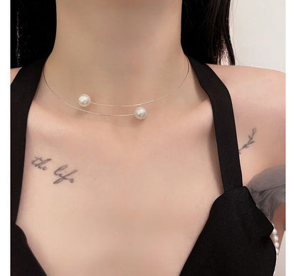 Choker Pearl Alloy Faux Open