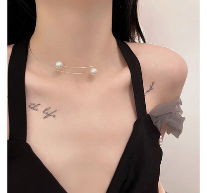 Choker Pearl Alloy Faux Open
