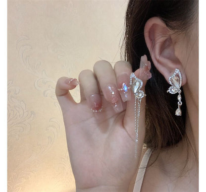 Butterfly Dangle Asymmetrical Earring Alloy