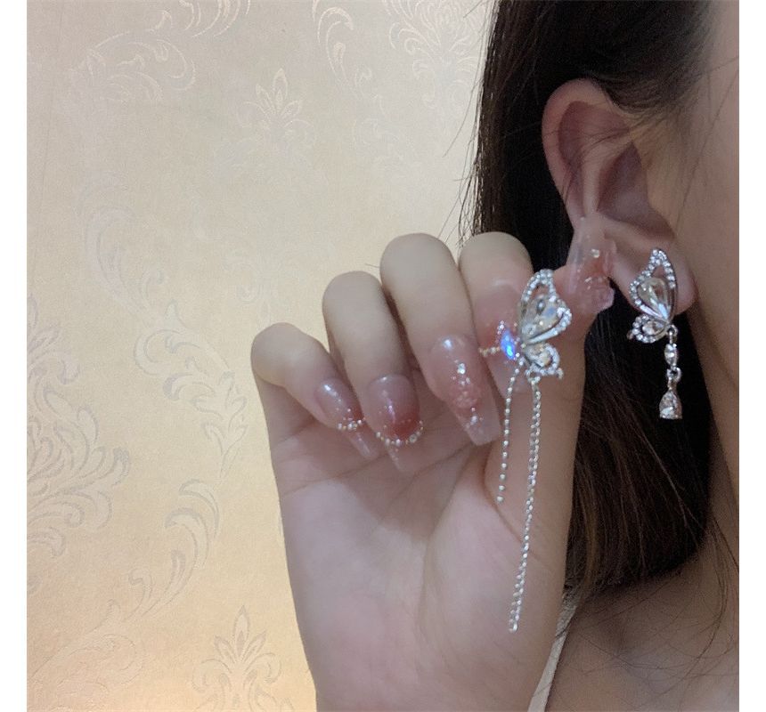 Butterfly Dangle Asymmetrical Earring Alloy