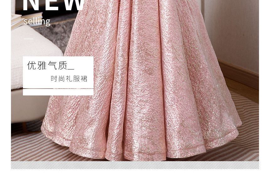 Off-Shoulder Two Tone Beaded A-Line Ball Gown