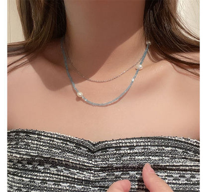 Pearl Choker Layered Alloy Faux