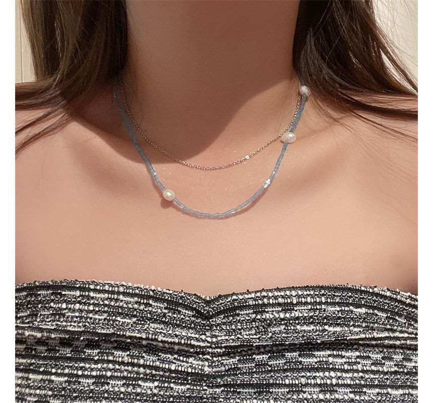 Pearl Choker Layered Alloy Faux