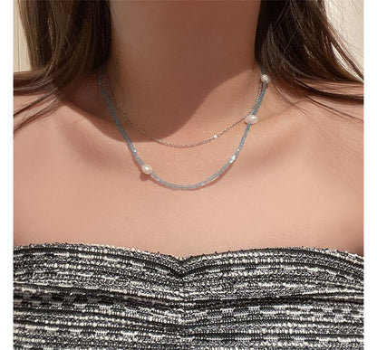Pearl Choker Layered Alloy Faux