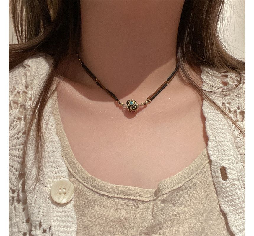 Bead Pendant Cord Choker / Bracelet