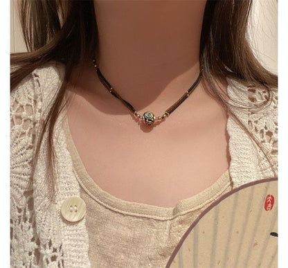 Bead Pendant Cord Choker / Bracelet