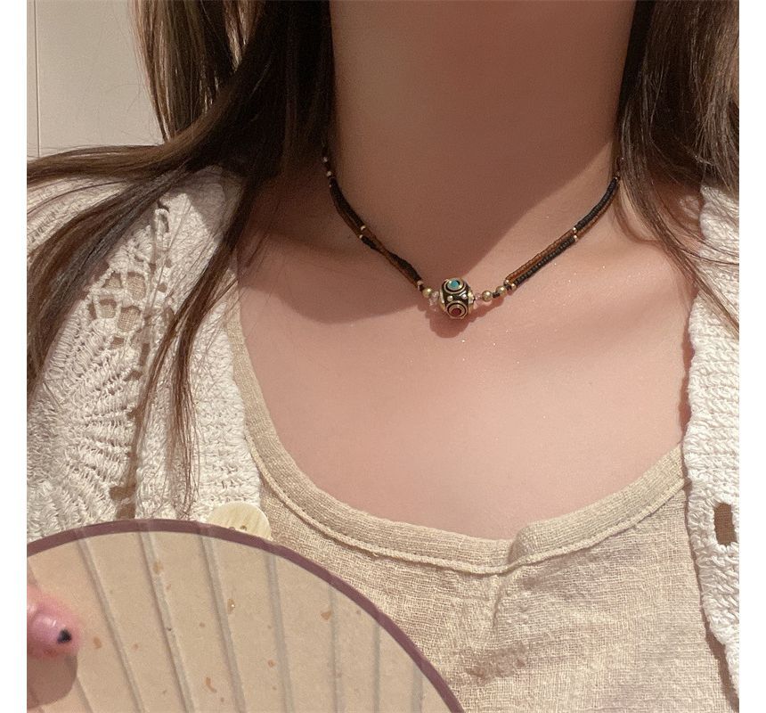 Bead Pendant Cord Choker / Bracelet