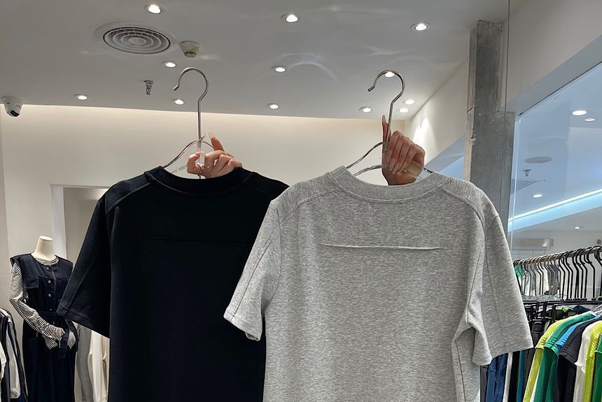 Short-Sleeve Crew Neck Plain Midi T-Shirt Dress