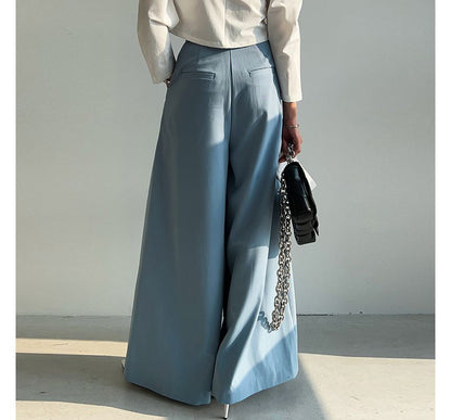 High Rise Plain Wide Leg Dress Pants