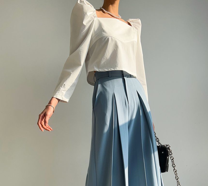 High Rise Plain Wide Leg Dress Pants