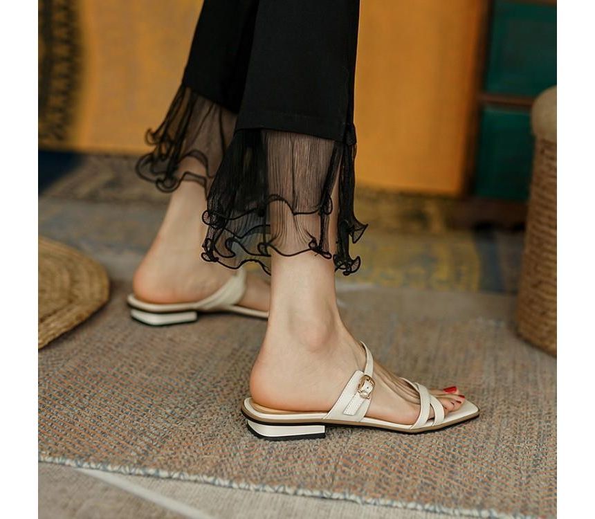 Low-Heel Square Toe Sandals