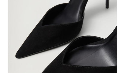 High-Heel Pointed Plain D'Orsay Pumps