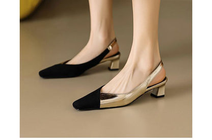 Low-Heel Square Toe Slingback Sandals
