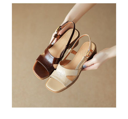 Block-Heel Square Toe Slingback Sandals