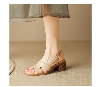 Block-Heel Square Toe Slingback Sandals