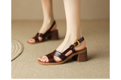 Block-Heel Square Toe Slingback Sandals