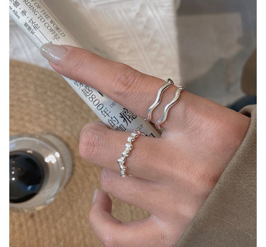 Irregular Alloy Open Ring / Wavy Layered Alloy Open Ring