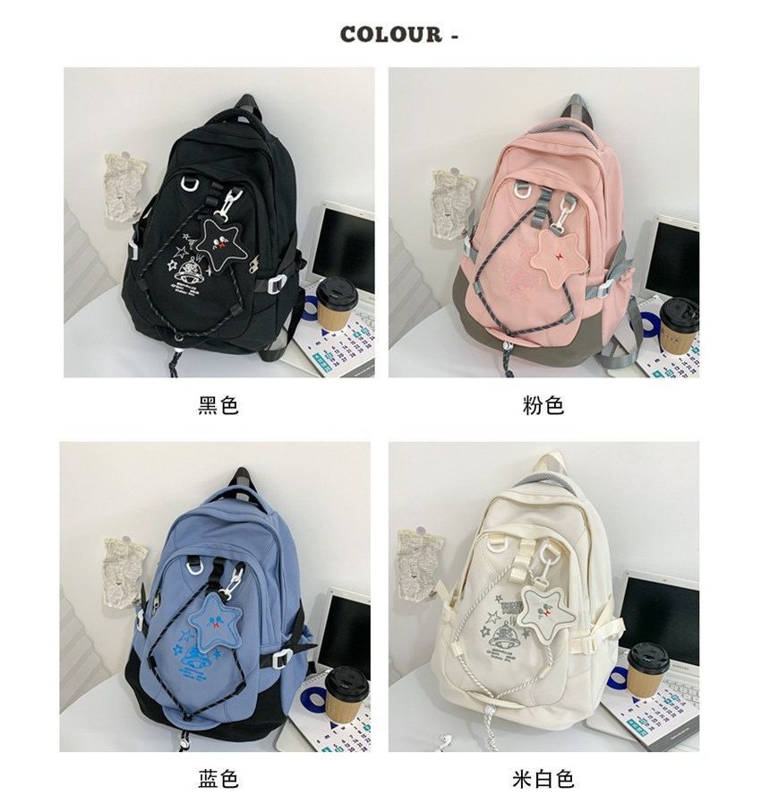 Rucksack mit mehreren Taschen und Cartoon-Stickerei