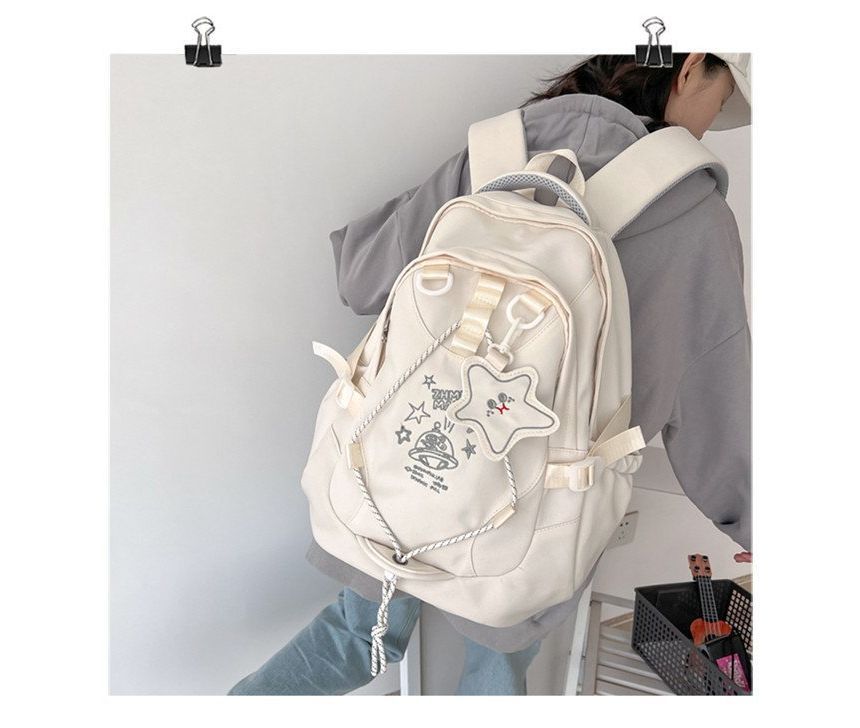 Cartoon Embroidered Multi-Pocket Backpack