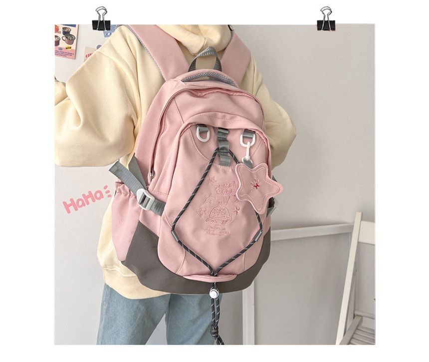 Rucksack mit mehreren Taschen und Cartoon-Stickerei