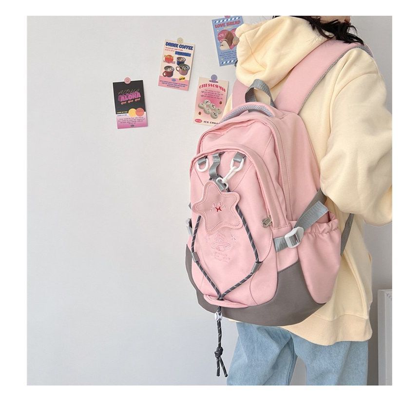 Rucksack mit mehreren Taschen und Cartoon-Stickerei