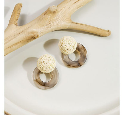 Resin Round Woven Earring