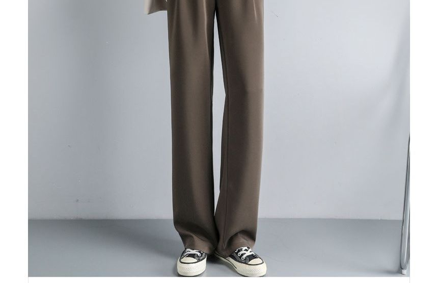 High Waist Plain Wide Leg Slacks (Various Designs)