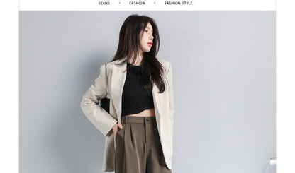 High Waist Plain Wide Leg Slacks (Various Designs)