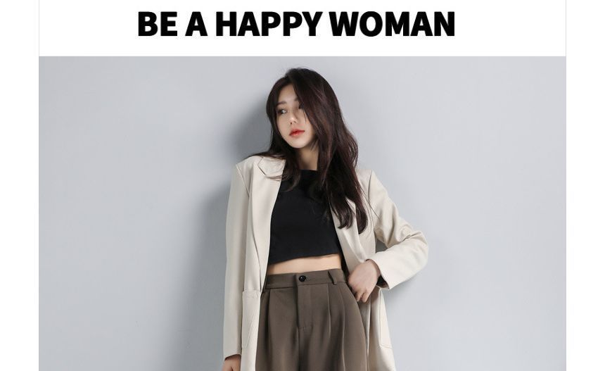 High Waist Plain Wide Leg Slacks (Various Designs)