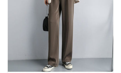 High Waist Plain Wide Leg Slacks (Various Designs)