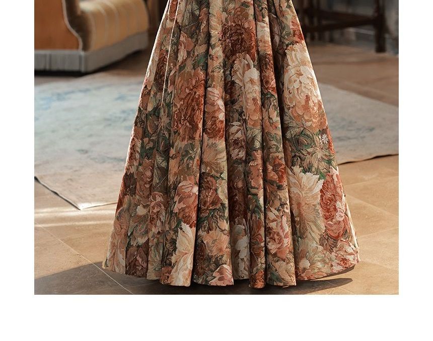 Sleeveless Floral A-Line Evening Gown