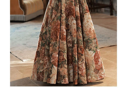 Sleeveless Floral A-Line Evening Gown