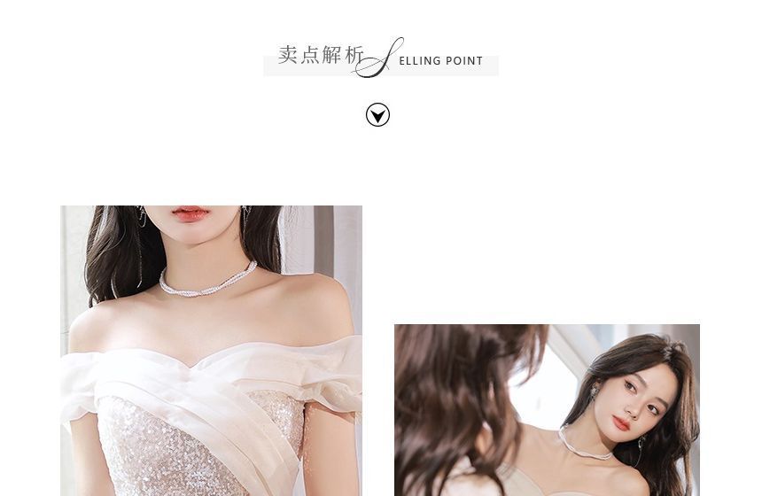 A-Line Shoulder Gown Off Glitter Evening