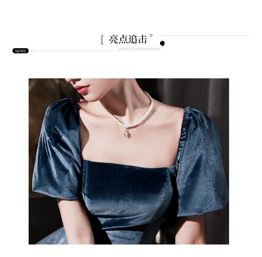 Evening A-Line Gown Glitter Scoop Neck