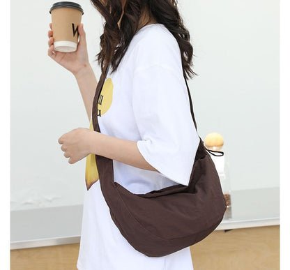 Plain Drawstring Nylon Hobo Bag