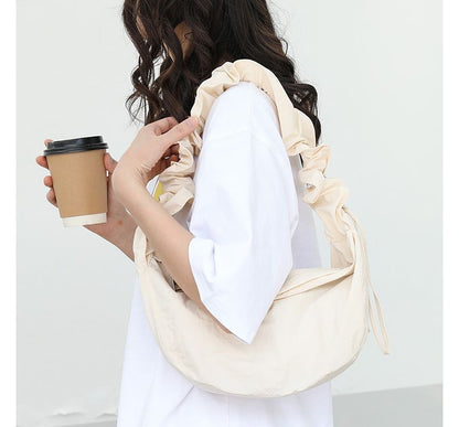 Plain Drawstring Nylon Hobo Bag