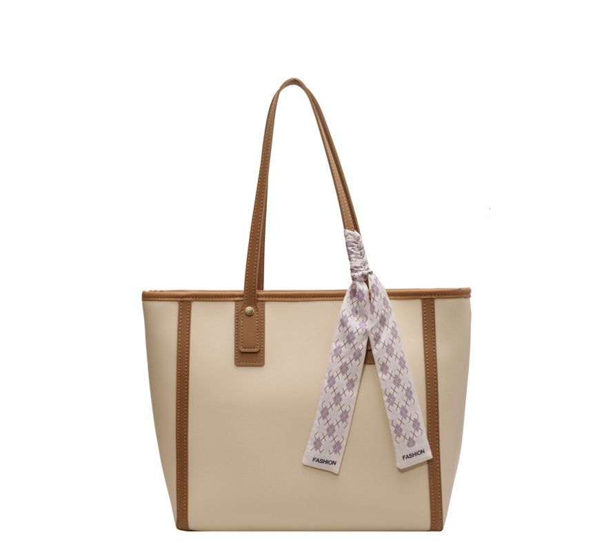 Panel Faux Leather Tote Bag