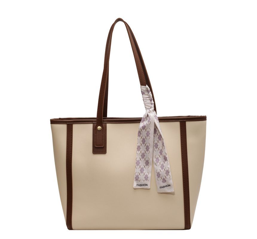 Panel Faux Leather Tote Bag