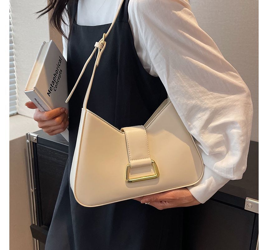 Plain Faux Leather Shoulder Bag