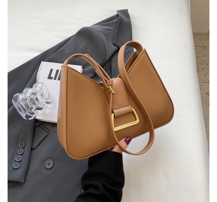 Plain Faux Leather Shoulder Bag