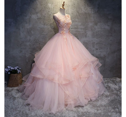 Sleeveless Mesh Evening Ball Gown