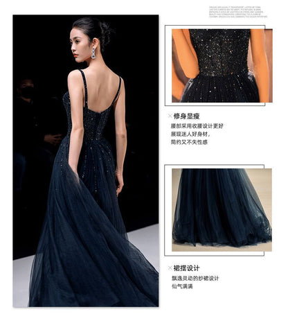 Spaghetti Strap Sweetheart Neckline Mesh A-Line Evening Gown